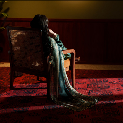 UCA-36 ELARA Festive Embroidered Viscose Dress with Printed Silk Dupatta | Women’s Festive Wear Pakistani Designer Outfit by Casuallite