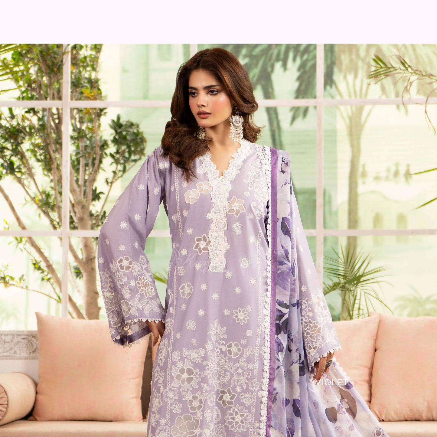 KC-1566 "Tabeer" Embroidered Festive Cambric Cotton Collection by Karma Collection
