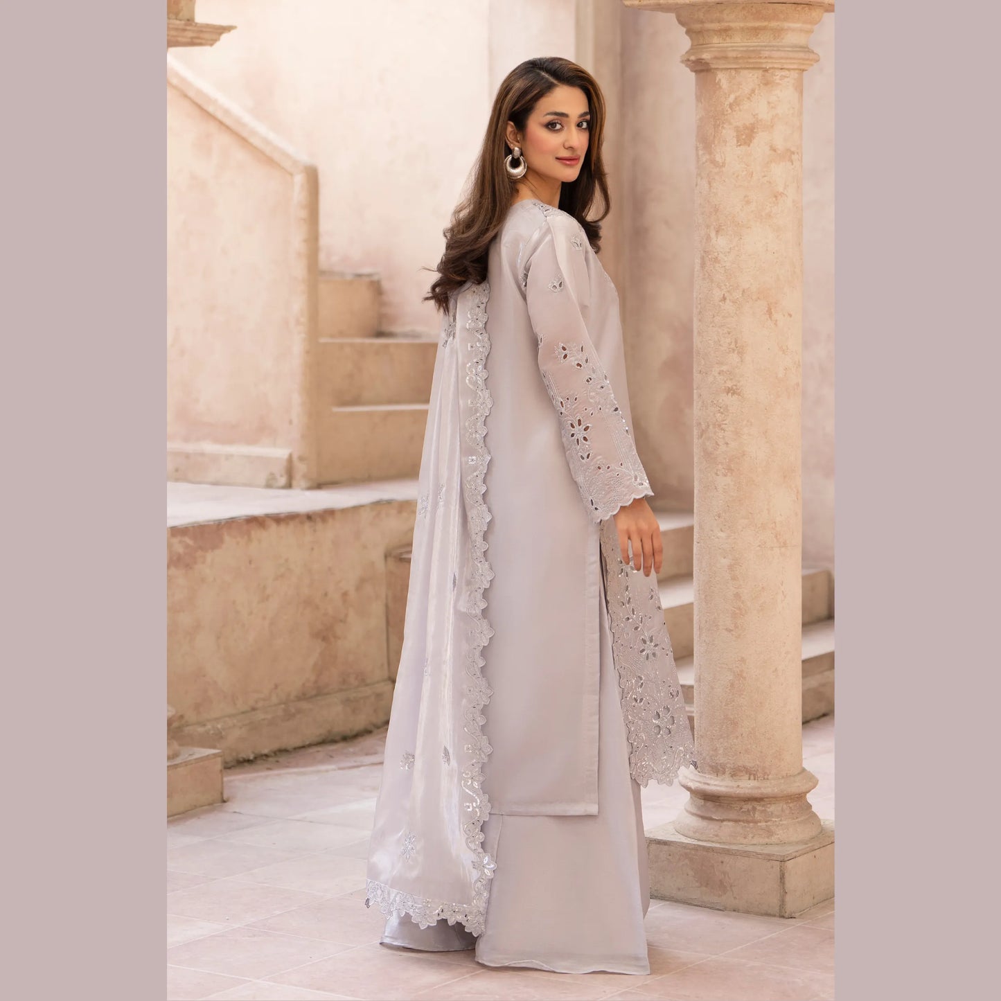 RA-36 Embroidered Sheesha Silk 3 Piece Suit | Premium Embroidered Silk Dress with Dupatta | Women's Party & Festive Wear
