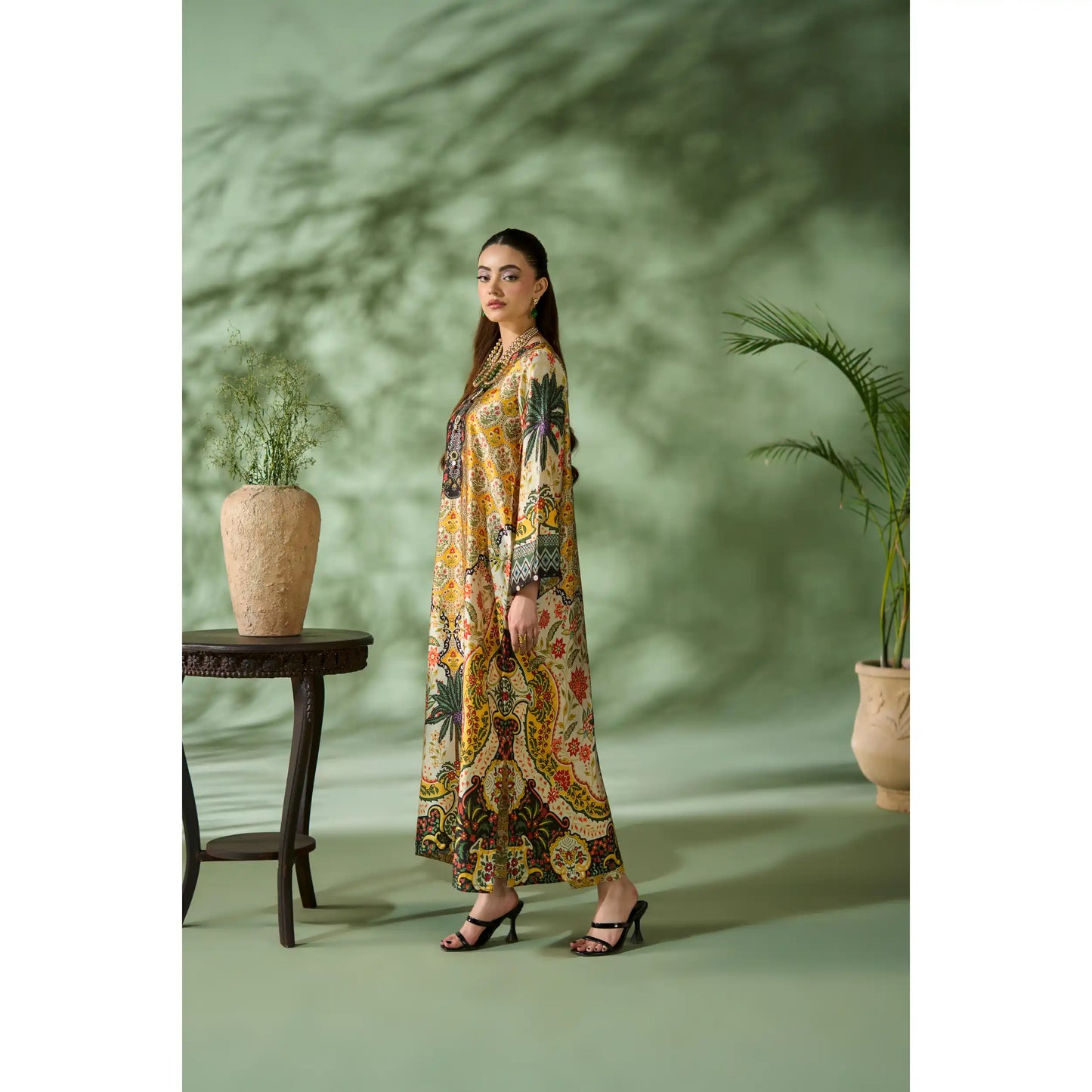 UAL-05 Printed Silk Kaftan Style Co-Ord Set Loose fit Casual Wear | Ethnic wear | ALLY'S