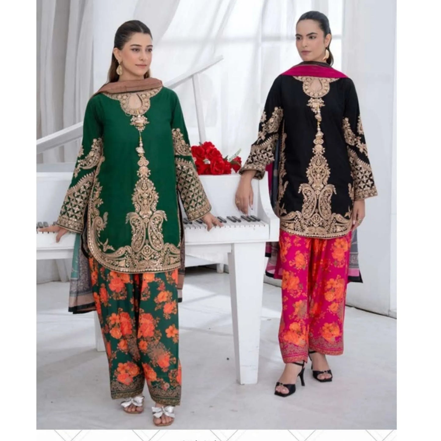 UTT-25 " Ethnic" Cambric Cotton 3 Pc Collection | Traditional Thread
