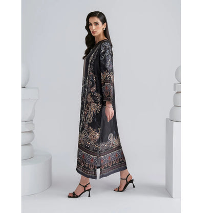 UAL-08 Printed Silk Kaftan with Trouser 2 Pc Set | Ally's