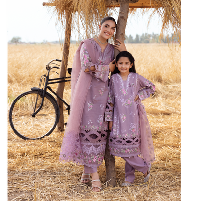 UAL-105 Luxury Festive Lawn Embroidered Mother–Daughter Matching Outfit Set by ALLY'S