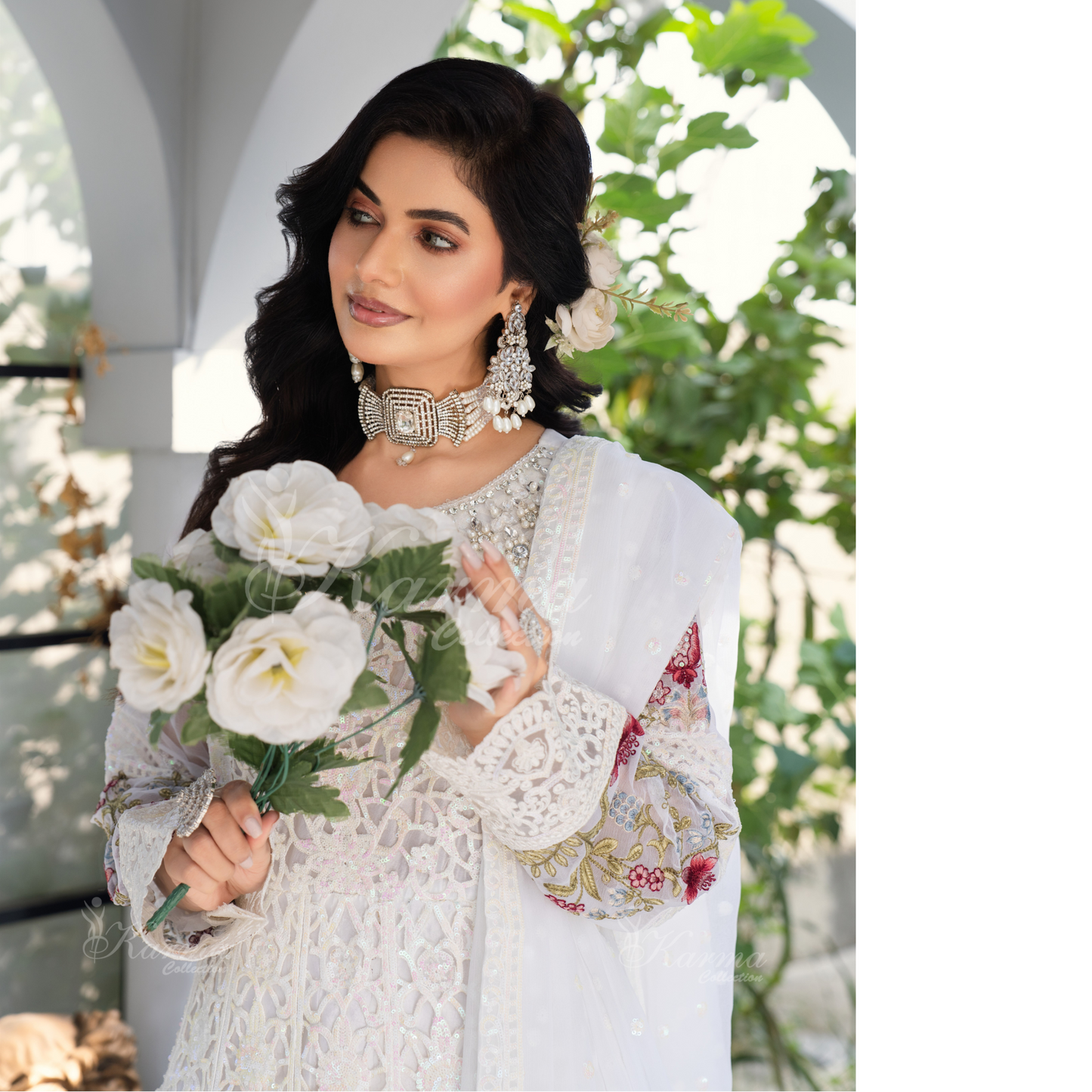 Luxury Embroidered Chiffon long Maxi with chiffon duppata  | Wedding Collection | karma Collection | UMKC01101