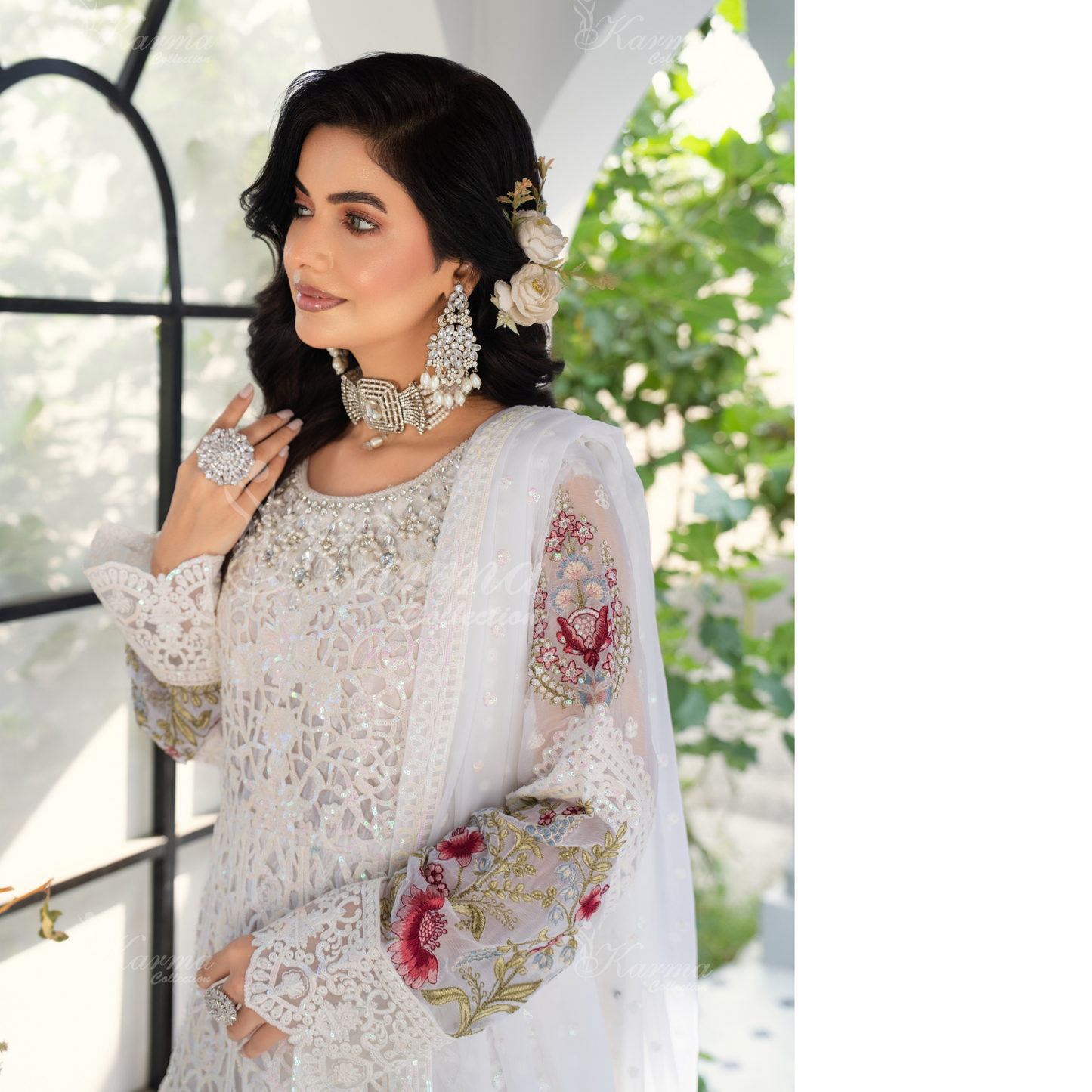 Luxury Embroidered Chiffon long Maxi with chiffon duppata  | Wedding Collection | karma Collection | UMKC01101