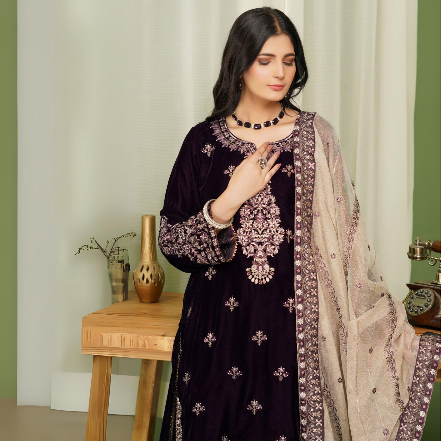 Luxury Velvet Ready to Wear Embroidered Collection by Simrans