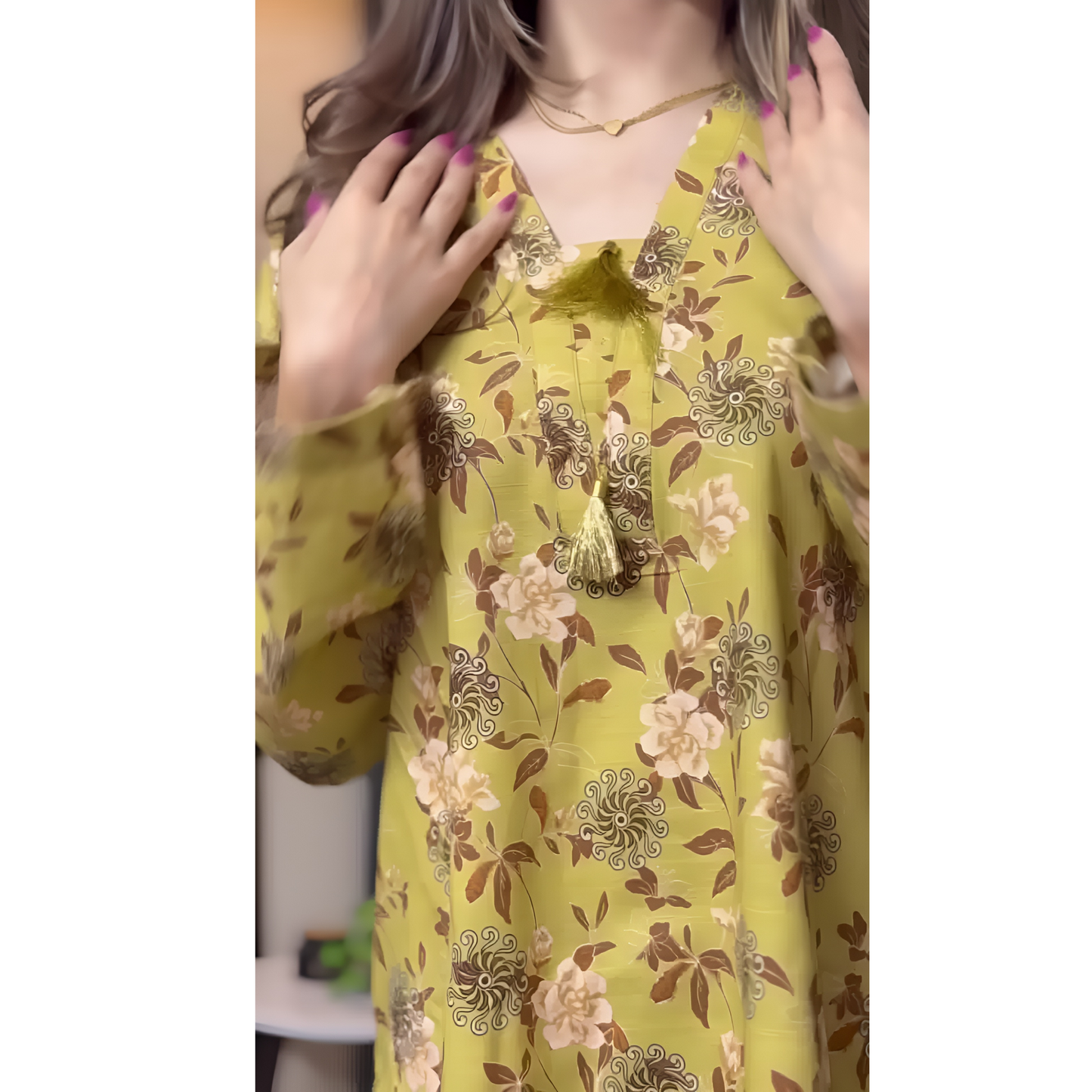 (Dull Mustard) 2 Pc floral Printed Khaddar Pakistani Co-Ords Set | Ready to wear| Naubahar
