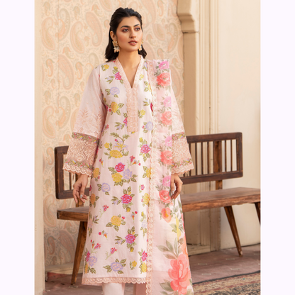 UKC-18 Embroidered Cambric Cotton Ready to Wear 3 Pc - Karma Collection