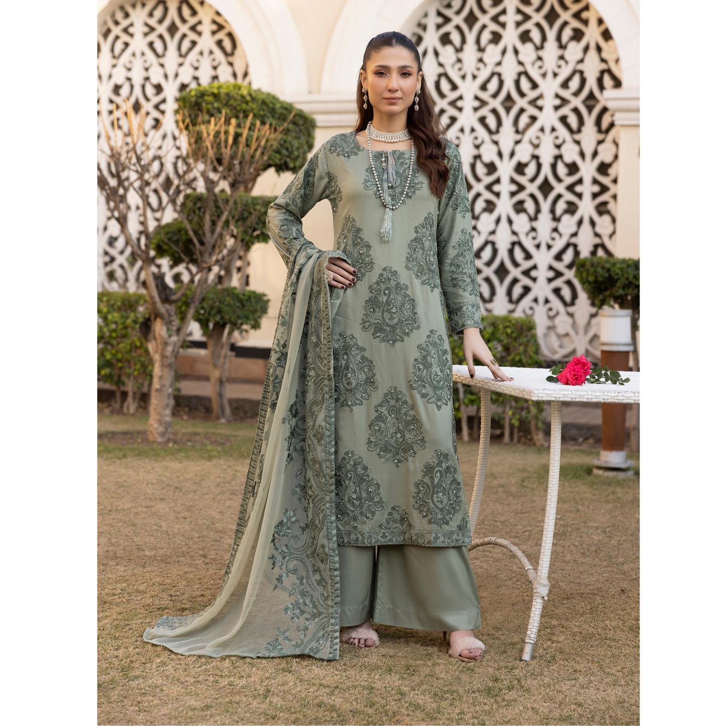 UMS-15 3 Pc Mother & Daughter Luxury Linen Eid Collection by Simrans