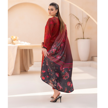 RA-24 Embroidered Printed Dhanak dress with Wool Shawl  by Raniya.h