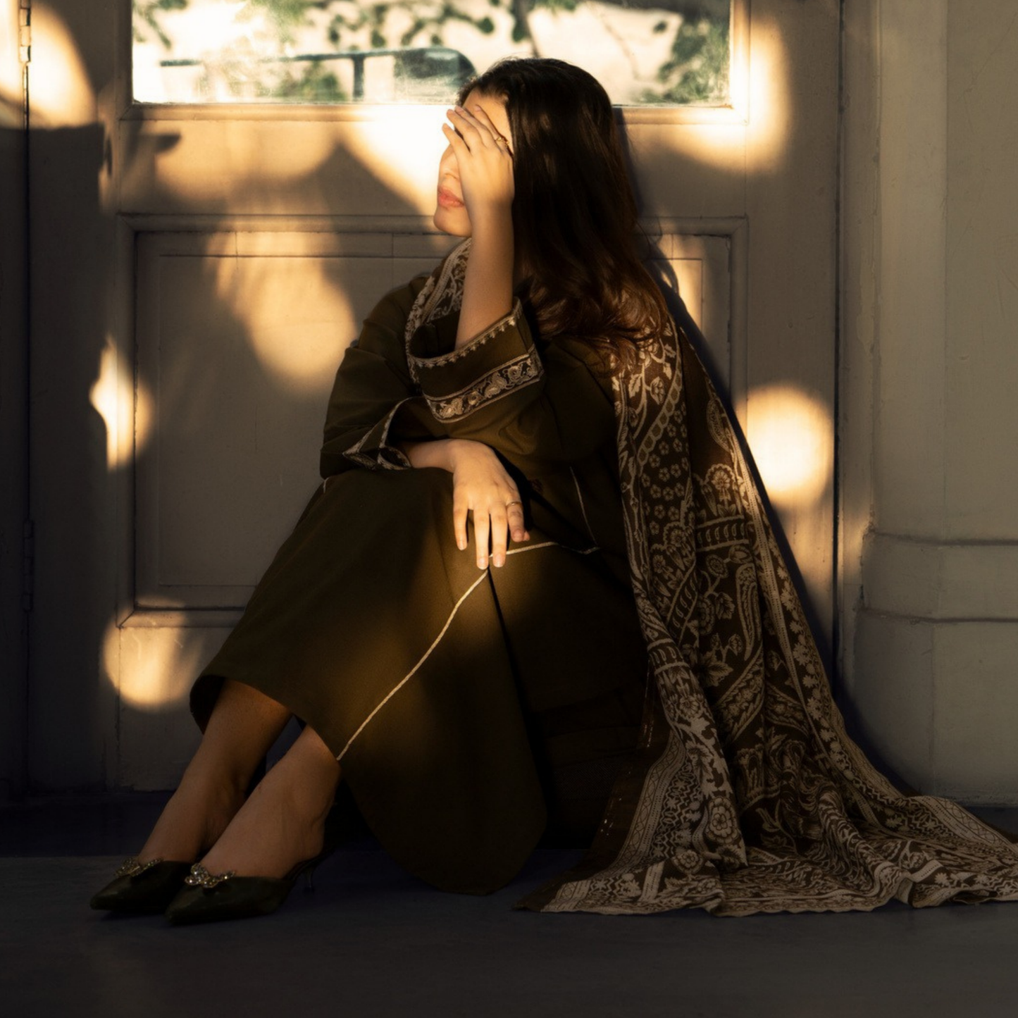 UCA-33 "Shadows" Embroidered Khaddar with Wool Shawl Winter Collection by Casuallite