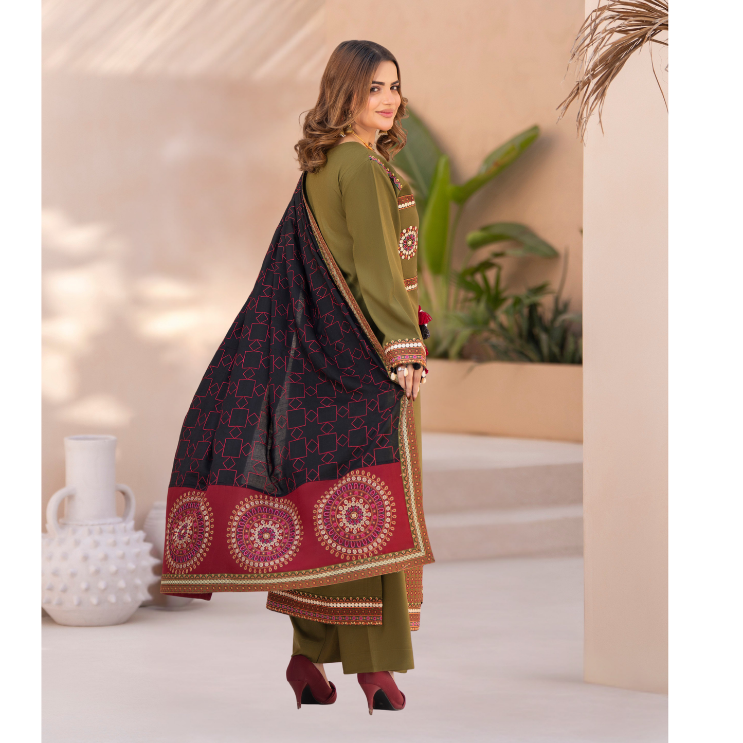 "Mishaal" Khat Edition Luxury Embroidered 3 Piece by Karma Collection