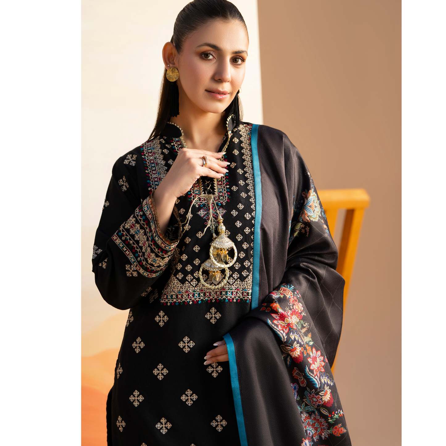 RA-25 Embroidered Dhanak Collection by Raniya.h