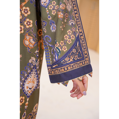 UA-157 Printed Slub Khaddar Kaftan Co-Ord Set | Winter 2 Piece Outfit