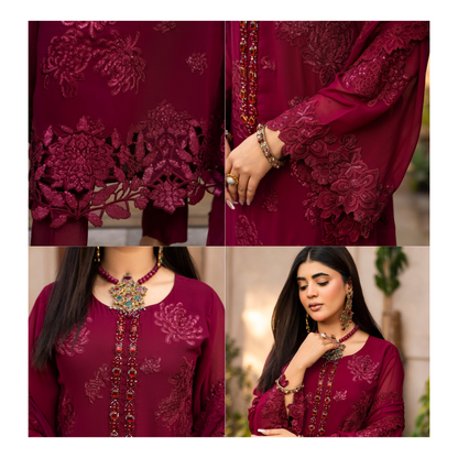 F-497 "Hayat" Embroidered Georgette Chiffon 3 Pc Collection