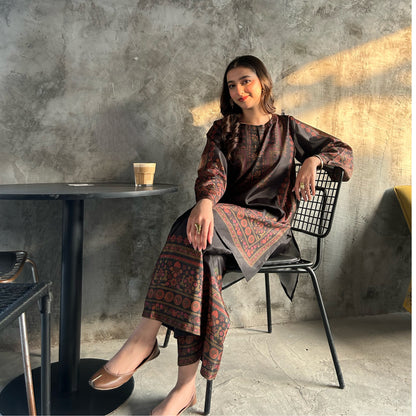 UA-169 Silk Printed Co-Ords Set by Umnaa | Ready to Wear Modest fashion Asian