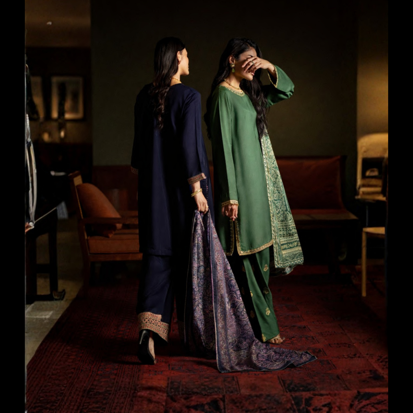 UCA-36 ELARA Festive Embroidered Viscose Dress with Printed Silk Dupatta | Women’s Festive Wear Pakistani Designer Outfit by Casuallite