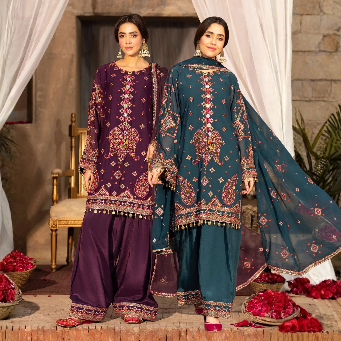 F-527 "Saj Dhaj" Embroidered Georgette Collection by Karma Collection