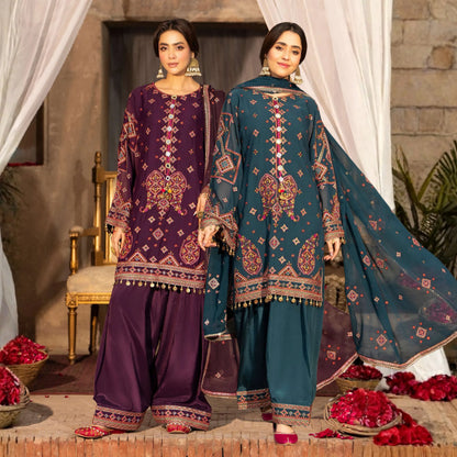 F-527 "Saj Dhaj" Embroidered Georgette Collection by Karma Collection