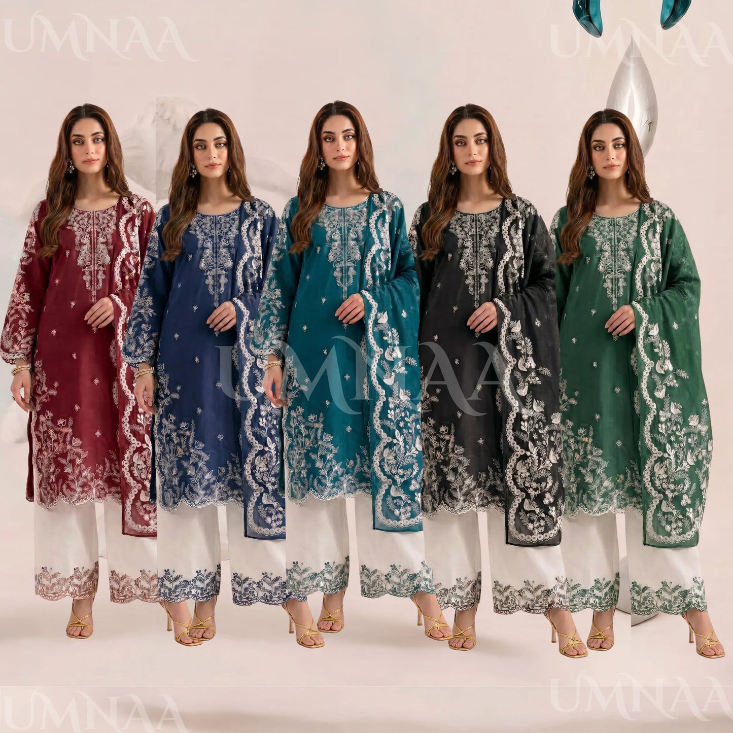 UA-190 Embroidered Cotton Collection 3 Piece | Ready to Wear | Asian clothes