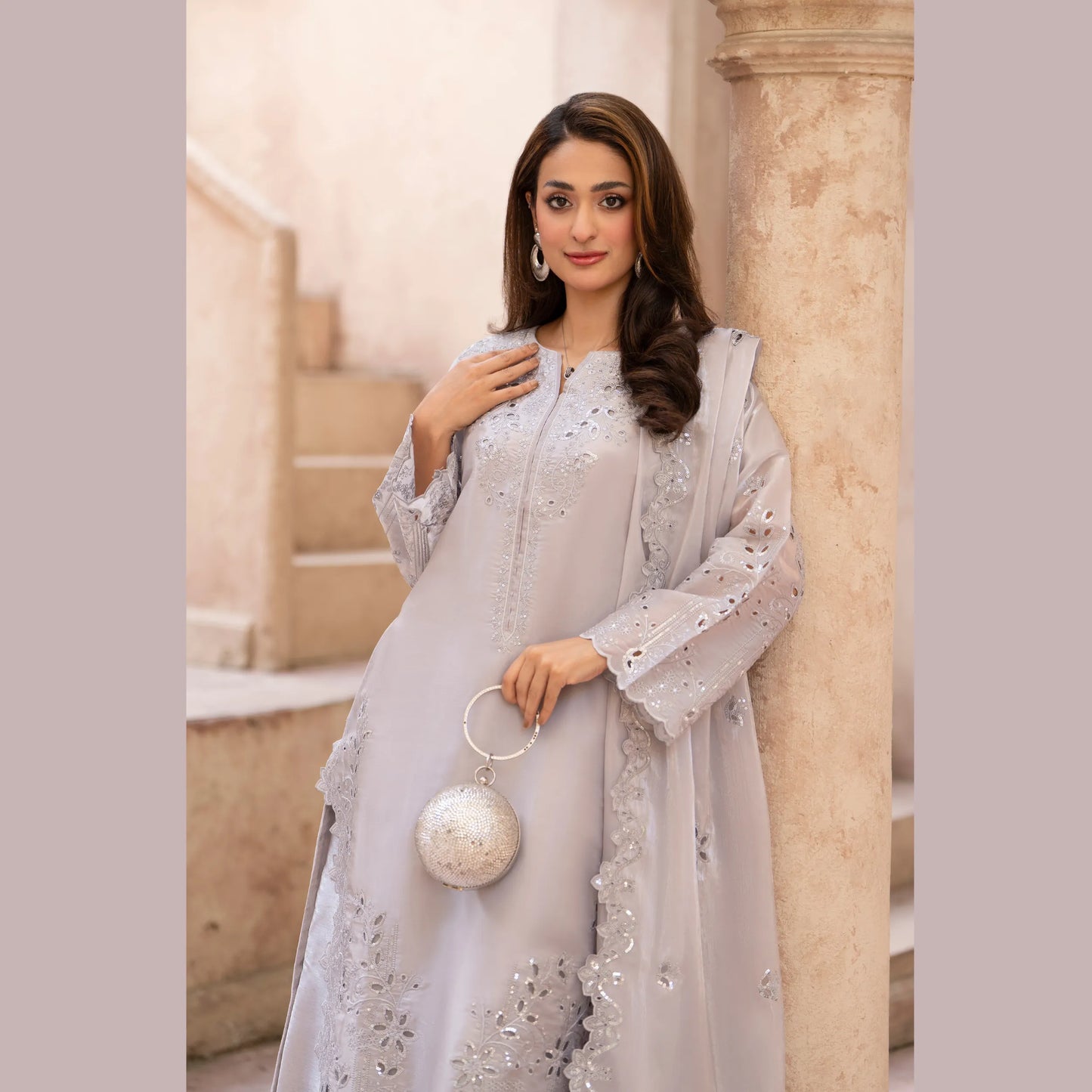RA-36 Embroidered Sheesha Silk 3 Piece Suit | Premium Embroidered Silk Dress with Dupatta | Women's Party & Festive Wear