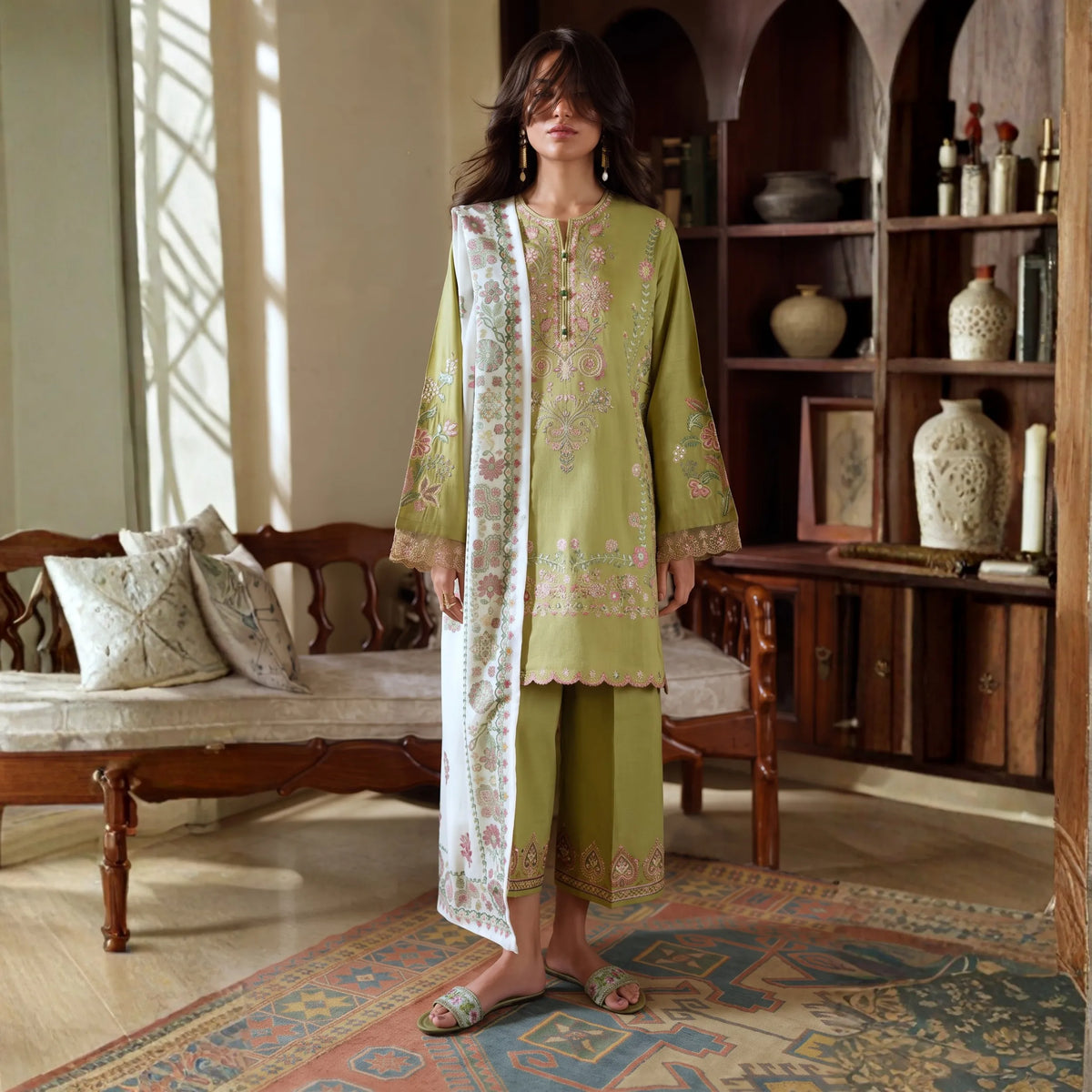 UCA-46 "Sakoon" Embroidered Cambric Cotton Pc Collection | Casuallite