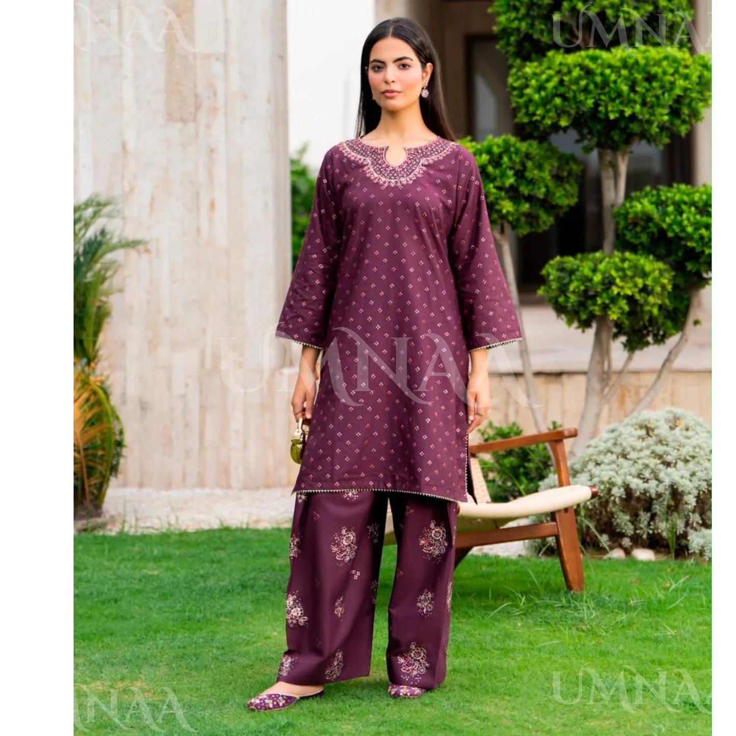 UA-276 Embroidered Trendy Cotton Co-Ord Set | Umnaa