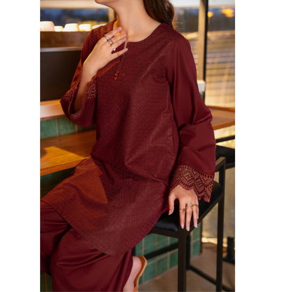 UCA-18 2 Pc Casual Cotton Farshi Shalwar Chikenkari Co-Ords Set | Ready to Wear | Casuallite