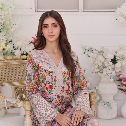 UA-94 3 Pc Embroidered Printed Summer Lawn | Ready to Wear | Umnaa