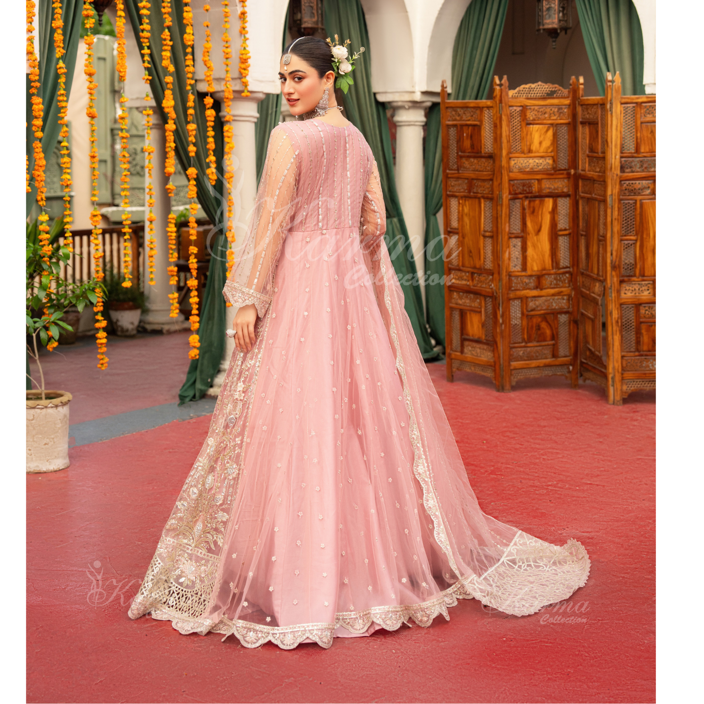 Luxury Embroidered soft Net long Maxi | Wedding Collection | karma Collection | UMKC01301