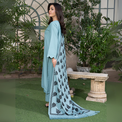 3 Pc Dhanak Dress with Embroidered Shawl | Winter Collection | Raniya.h | UMRAH0801