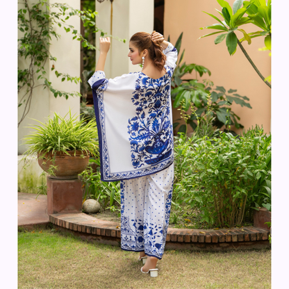 Sëleñe Raw Silk Printed Co-Ords Set by Karma Collection | Ready to Wear Modest fashion Asian