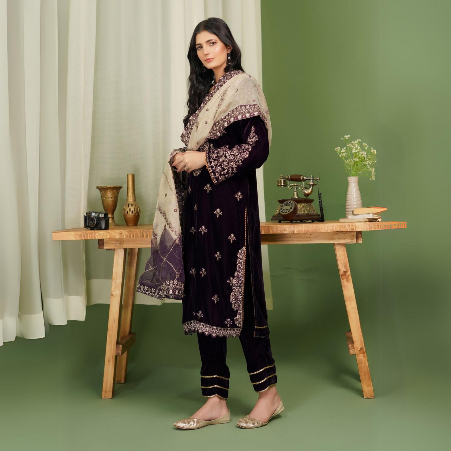 Luxury Velvet Ready to Wear Embroidered Collection by Simrans