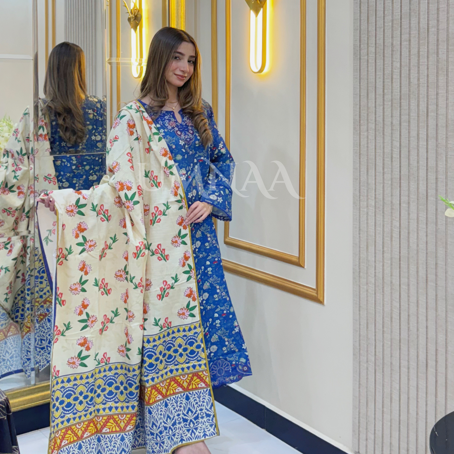 UA-36 Printed Embroidered Khaddar 3 Pc Dress | Ready to wear | UMNAA
