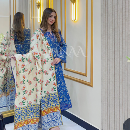 UA-36 Printed Embroidered Khaddar 3 Pc Dress | Ready to wear | UMNAA
