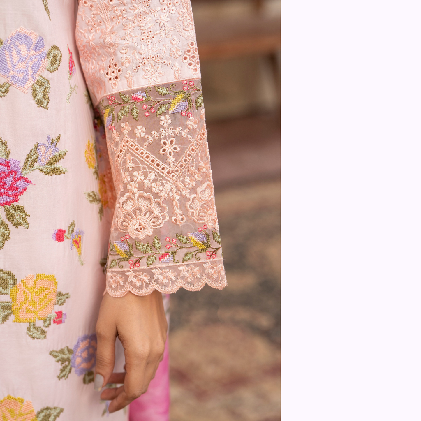 UKC-18 Embroidered Cambric Cotton Ready to Wear 3 Pc - Karma Collection