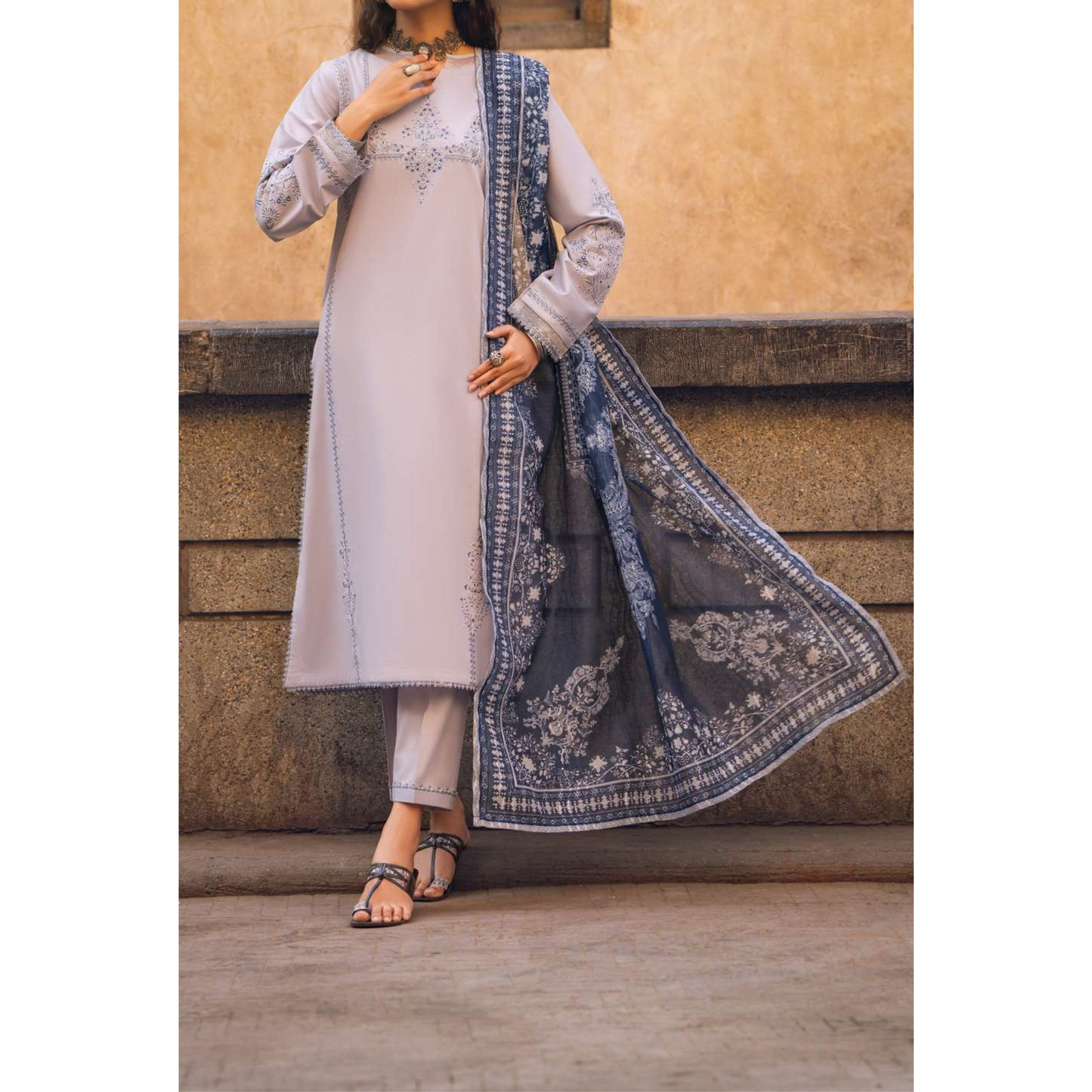 3 Pc Embroidered Cambric Cotton Ready to Wear Eid Collection by Casuallite | UCA-13