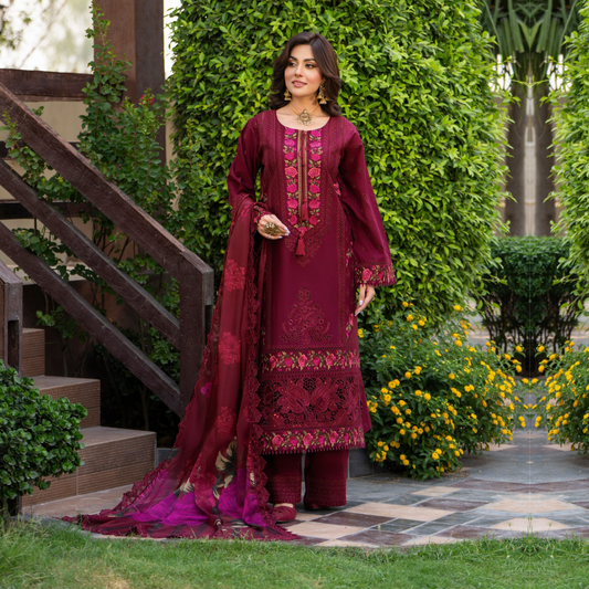 KC-1487 Chikenkari Luxury Cotton 3 Pc Collection | Ready to Wear | Karma Collection