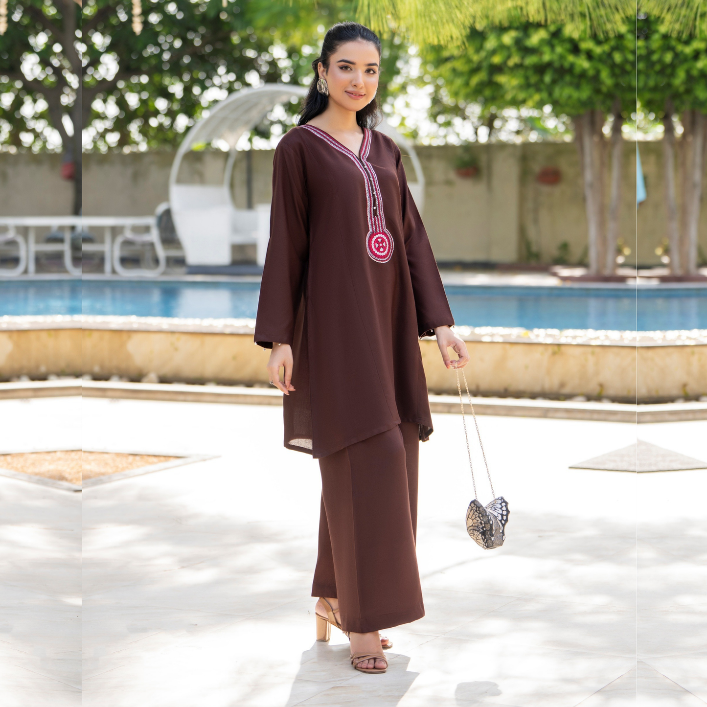 UZA-01 Rang e Elegance by Zaaria 2 Pc Embroidered Dhanak Co-Ords Set