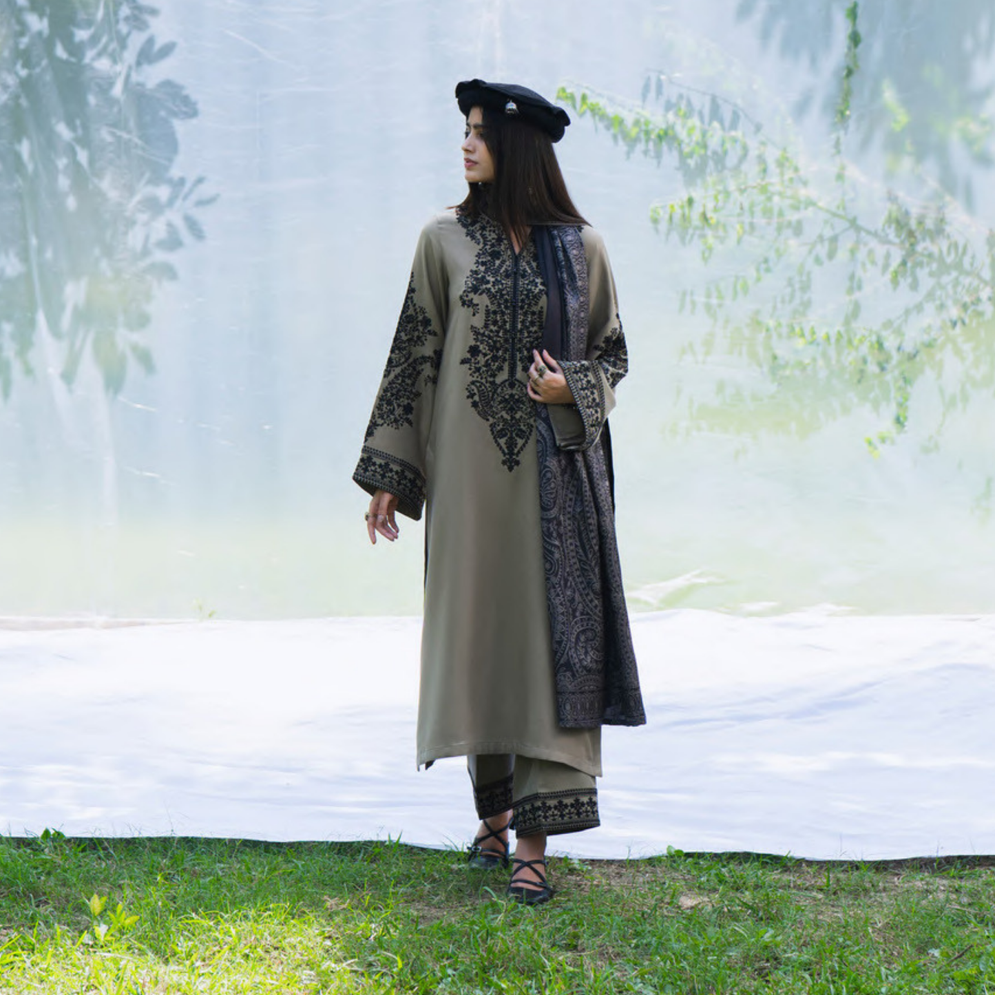 UCA-31 Embroidered Dhanak with Pashmina Shawl Winter Collection by Casuallite