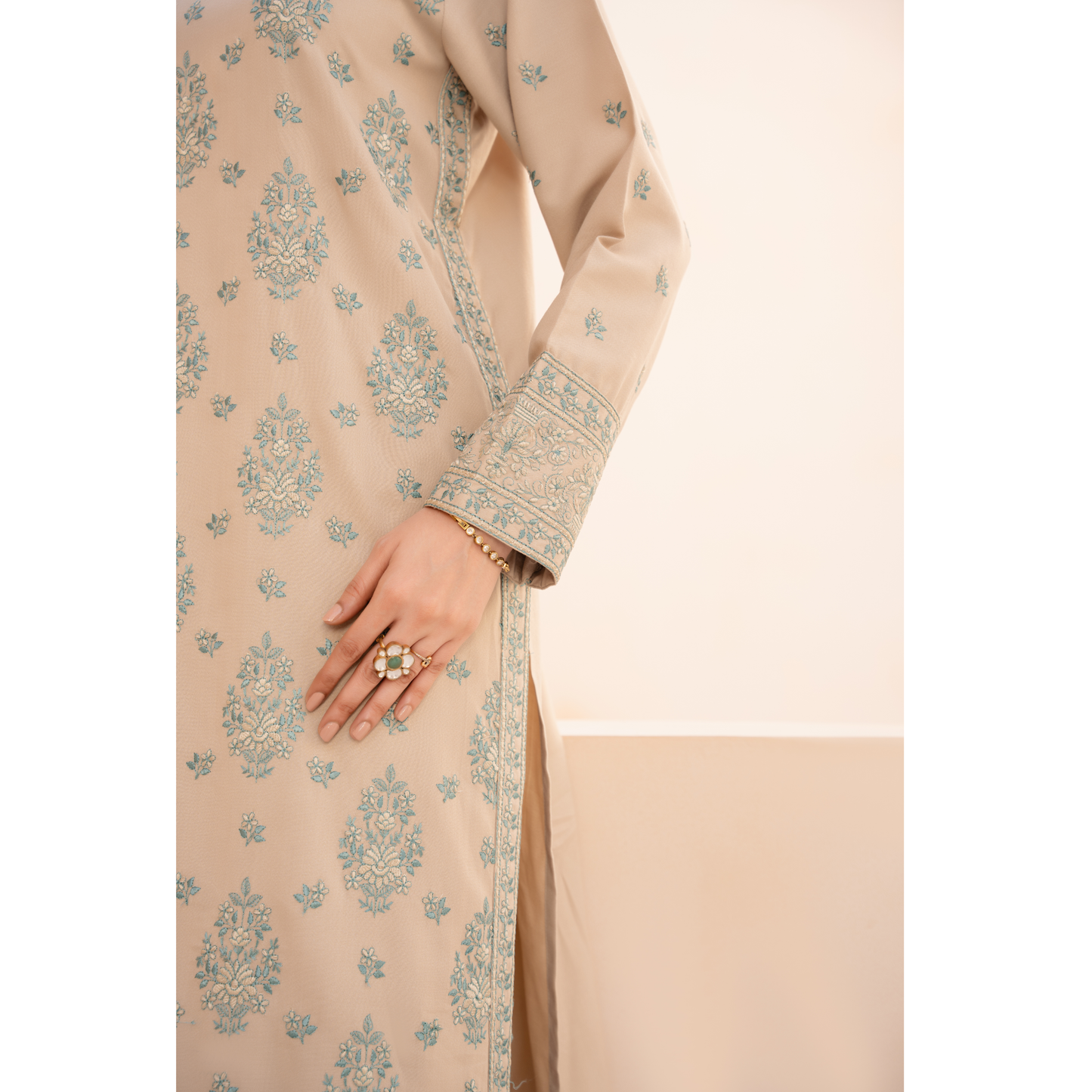 UA-140 Embroidered Dhanak Dress with Pashmina Shawl | Ready to Wear | Asian Clothes