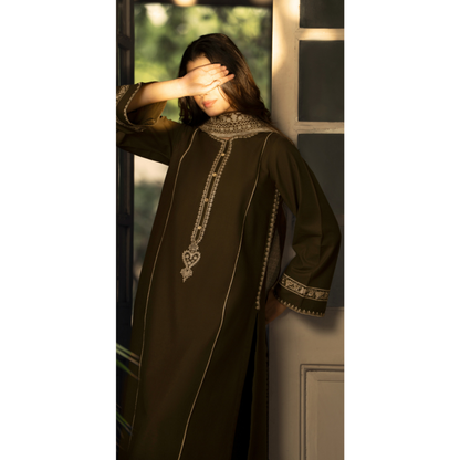 UCA-33 "Shadows" Embroidered Khaddar with Wool Shawl Winter Collection by Casuallite