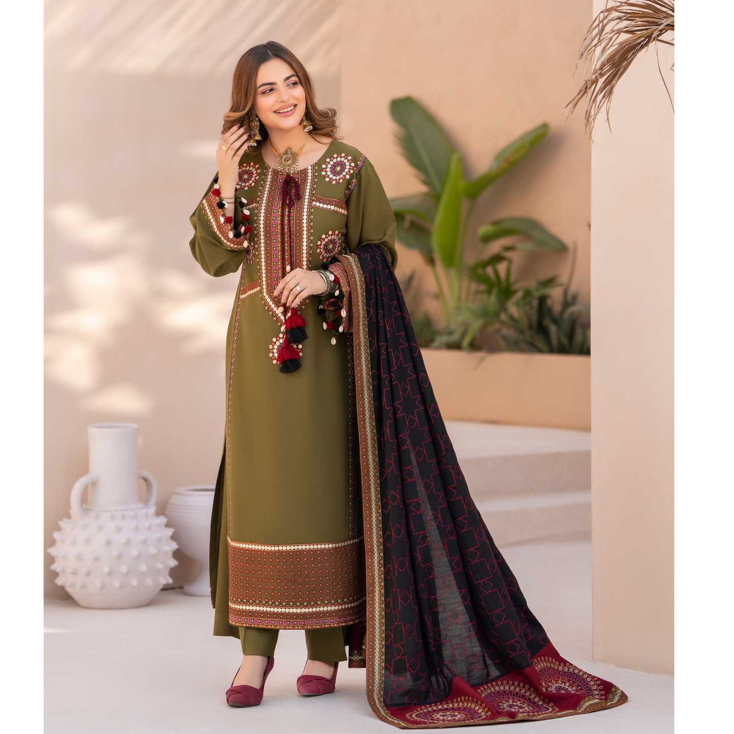 "Mishaal" Khat Edition Luxury Embroidered 3 Piece by Karma Collection