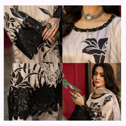 "Eliana" Embroidered Printed Shamooz Silk by Karma Collection | Asian Clothes | Eid
