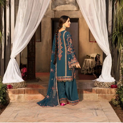 F-527 "Saj Dhaj" Embroidered Georgette Collection by Karma Collection