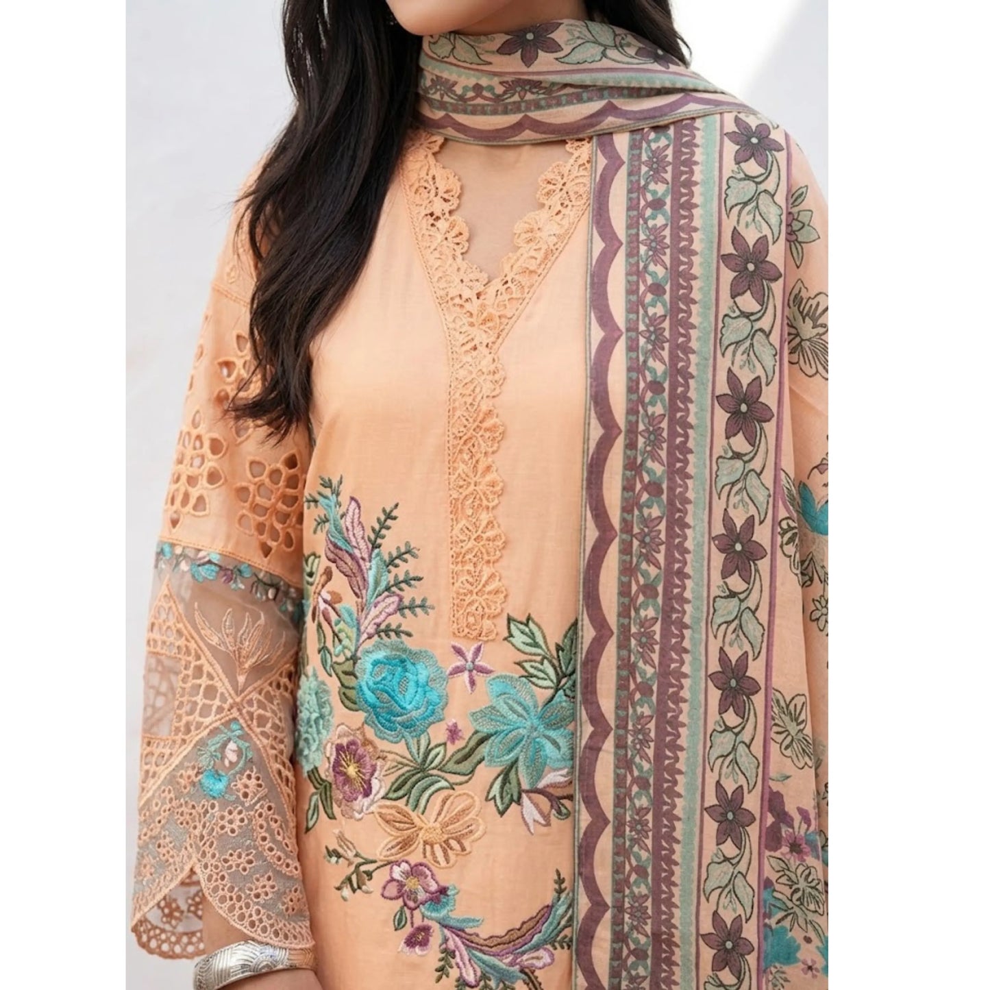 UA-186 Embroidered Cotton 3-Piece Collection | Ready to Wear Asian clothes