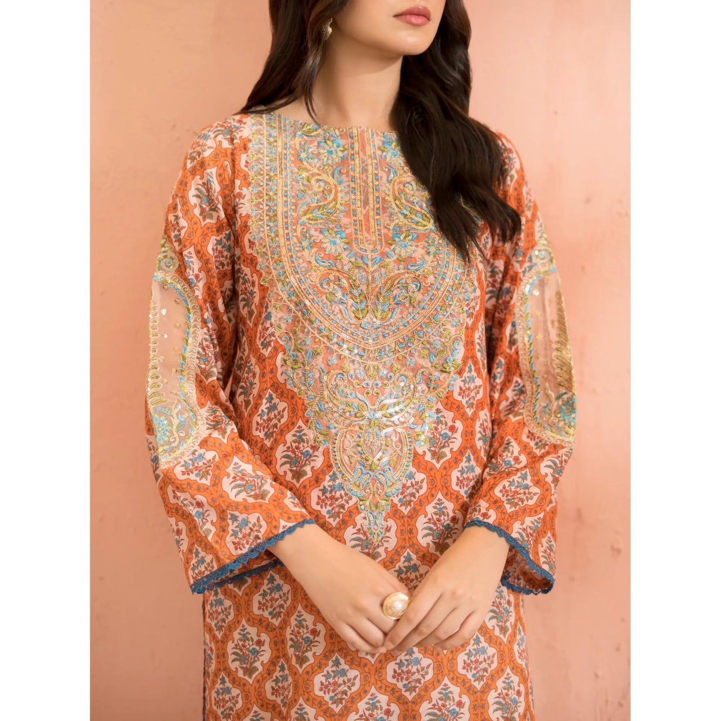 RA-37 Embroidered Printed Lawn Dress with Printed Cotton Silk Dupatta | Women's 3 Piece Summer Suit