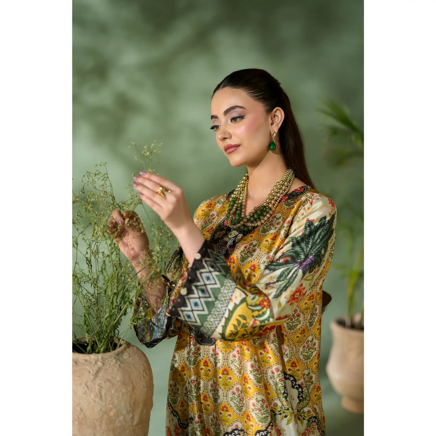 UAL-05 Printed Silk Kaftan Style Co-Ord Set Loose fit Casual Wear | Ethnic wear | ALLY'S