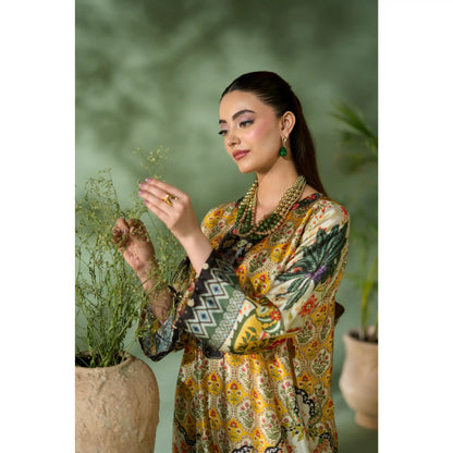 UAL-05 Printed Silk Kaftan Style Co-Ord Set Loose fit Casual Wear | Ethnic wear | ALLY'S