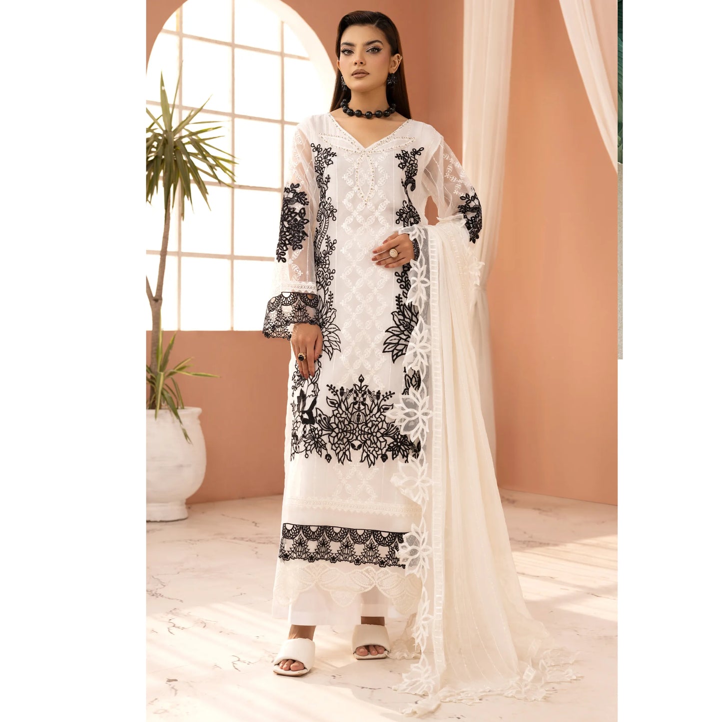 UMS-68 Florence Embroidered Visocse 3 pc Collection | Simrans